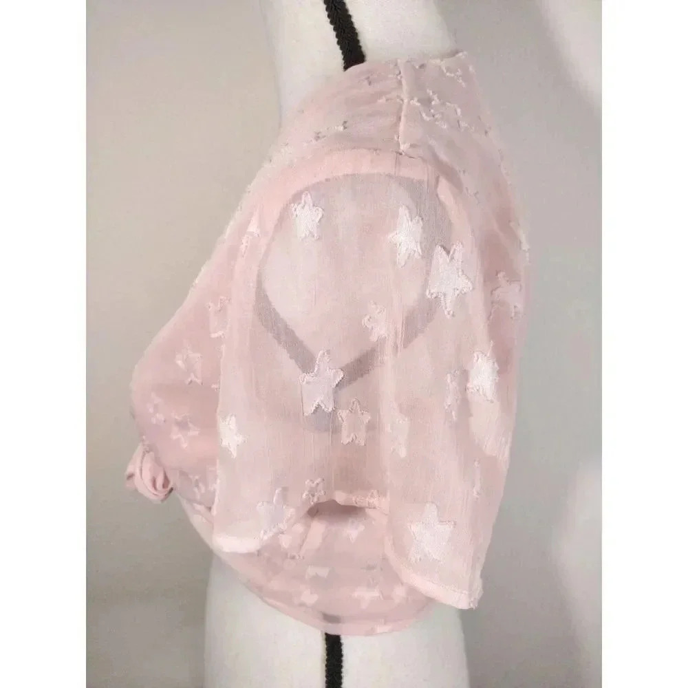 Revolve By the Way Superdown Aylin Pink Star Front Tie Crop Top Women's Size XS - Picture 5 of 9